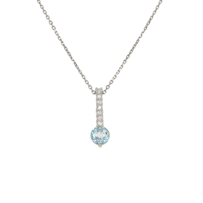 Collier diamants 0.10 carat et topaze 0.90 carat or blanc 4.04g Comme neuf -  reconditionné disponible sur Gemme Les Bijoux
